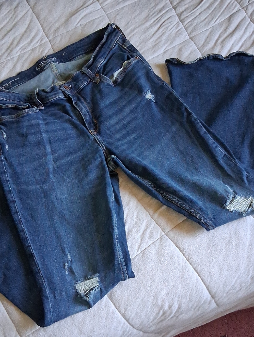 Arizona Jean Company Dark Blue Flare Jeans with Distressed Details